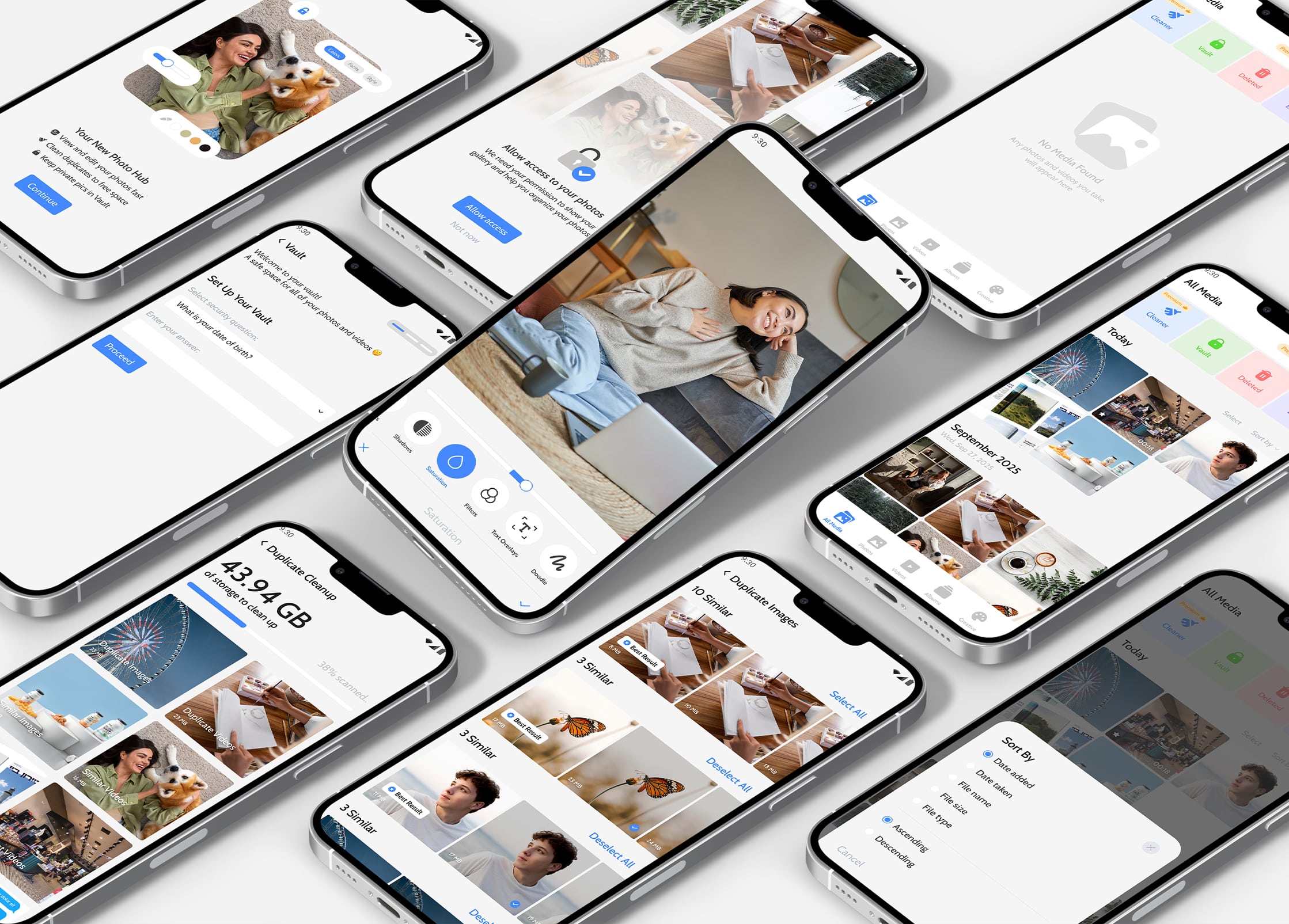 gallery app phone screens mockup